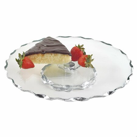 Homeroots 13 in. Hand Decorated Chiseled Edge Silver Turning Platter 375757